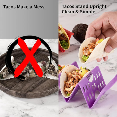 Premium Large Taco Holder Stand, Colorful Holders Set of 6 or 4 for 3 Tacos, Soft or Hard Shell Holder