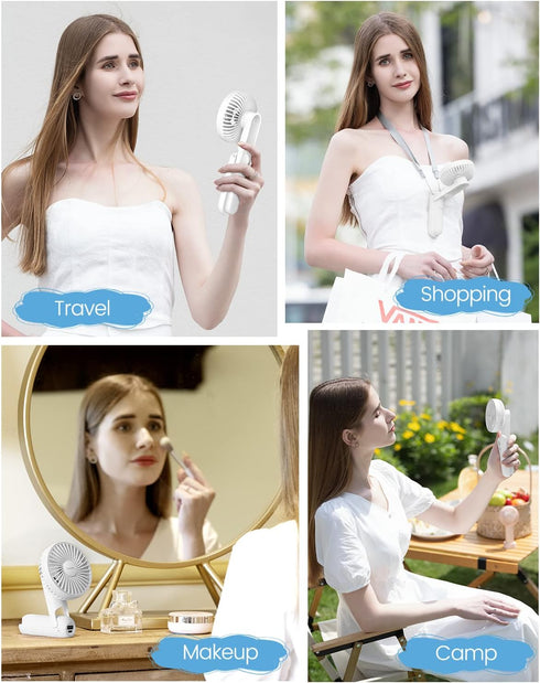 EasyAcc Portable Hand Held Fan: Ultra Quiet 5 Speed USB C Rechargeable Fan, 180° Foldable Small Desk Fan for Travel