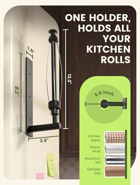 INMAKER Magnetic Paper Towel Holder, Strong Magnet Paper Towel Holder for Fridge, Kitchen, RV, Garage, Grill with Self