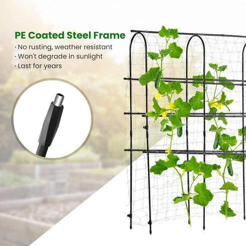 6 OTOSUNNY Garden Trellis for Climbing Plants Outdoor, FT Tall Arch Tunnel, Metal A-Frame Plant Support with Trellis