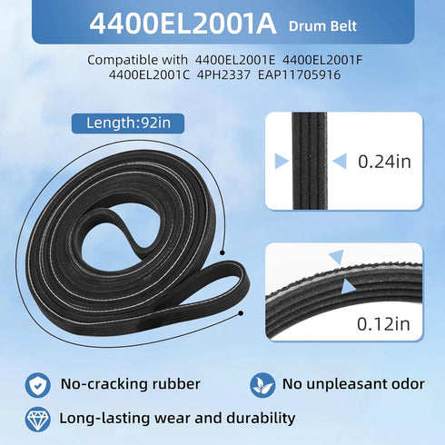 Dryer Drum Roller Replacement Compatible with LG Models, Includes Roller Kit & Dryer Belt