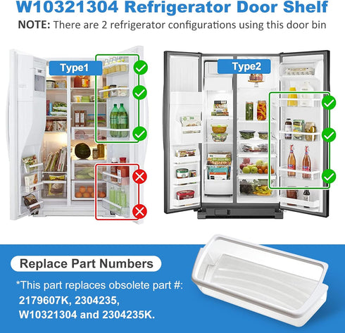 UPGRADED W10321304 Refrigerator Door Shelf Bin, Compatible with Whirlpool, Replaces WPW10321304