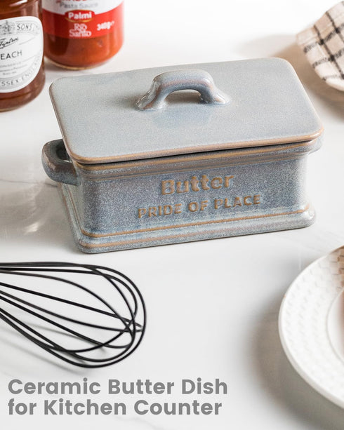 Countertop Zoeeker Butter Dish with Lid, Ceramic Butter Holder Container Large Butter Dish for Farmhouse Mother's Day