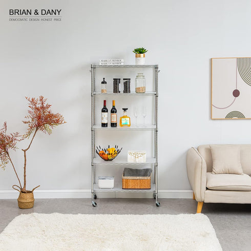 BRIAN & DANY Wire Shelf Liner 14" X 30", Heavy Duty Waterproof Protector Mats, Set of 5, Transparent