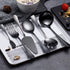 HOMQUEN 6-Piece Black Serving Flatware Silverware Set,Stainless Steel Serving Utensil Set,Include Cake Server, Slotted Serving Spoon, Serving Spoon, Cold Meat Fork, Butter Knife, Soup Ladle by HOMQUEN