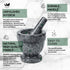 Flexzion Mortar and Pestle Set, Black - Solid 4 Inch Heavy Granite Molcajete Stone Grinder for Guacamole, Herbs, Spices