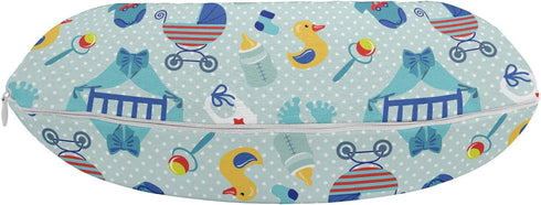 12", Ambesonne Cartoon Travel Pillow Neck Rest, Sleep Crescent Moon Pacifier Star Polka Dots Image, Memory Foam