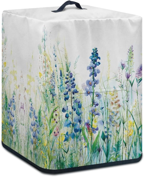 Air Fryer Oven Dust Cover Kitchen Cooker Dust Protection Insulated Kitchen Appliance Cover with Top Handle and Storage Pockets for Women Gift, Blue Green Floral