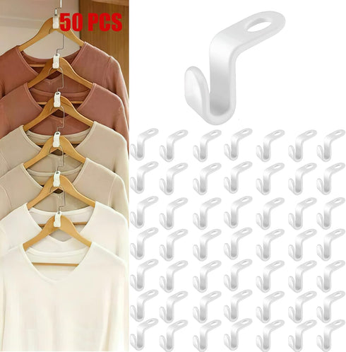 Clothes Hanger Connector Hooks, 50PCS Plastic Cascading Hangers for Space Saving Organizer in Heavy Duty Closets