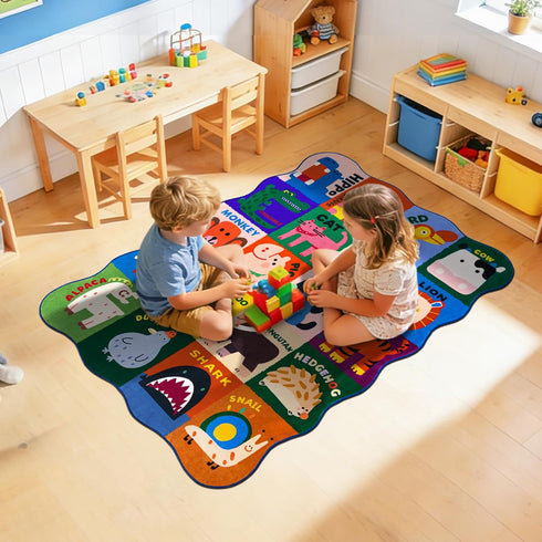 Ythropon Playroom,3x5 Kids Rugs for Feet Upgrade Ultra Non Slip Area Rug, Washable Play Mat Rug Cute Animal Carpet
