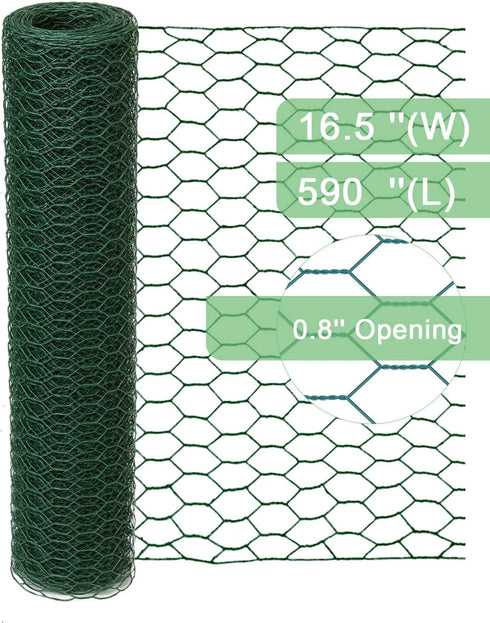 16.5 590 1 inch Garden Poultry Green Chicken Wire - '' '' Chicken Wire Floral for Crafts, Garden Fence Animal Barrier