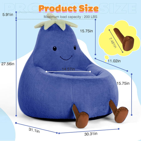 4-12 31 Inch, DUMOS Kids Bean Bag Chair, Stuffed Toddler Couch with Faux Rabbit Fur Cover for Teens & Kids, Comfy Lazy