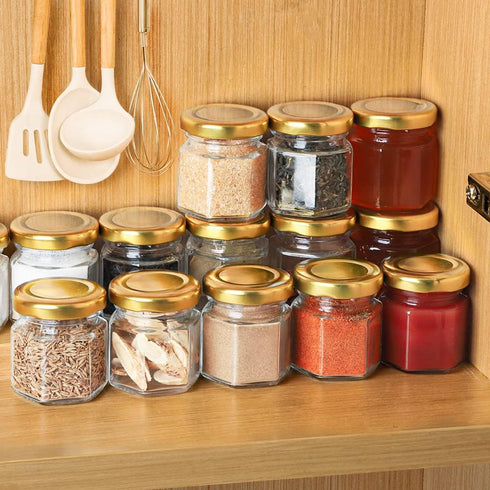 60 Pcs Small Glass Containers with Airtight Lids - 1.5 oz Mini Honey Jars for DIY Gifts