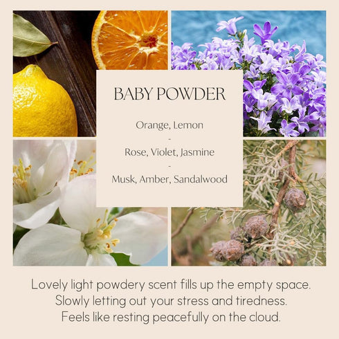 396 16.9oz(500ml), 10 st. Reed Diffuser Oil Refill, Baby Powder(Also Known as Refreshing Air), Fiber Reed Sticks/Home
