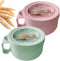 2Pack 28.7oz Wheat Straw Microwave Ramen Bowl Set, Noodle Bowls with Lid and Spoon, BPA-Free (Pink+Green)