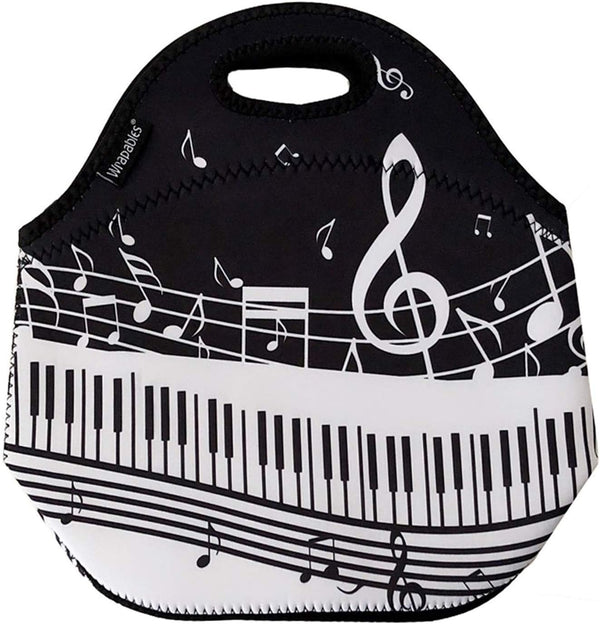 Wrapables Insulated Neoprene Lunch Bag with Musical Notes Design
