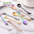Gold Leaf Coffee Spoon Set of 6, Retro Stainless Steel Mini Cutlery, 4.7 Inch Ice-Cream Tea Stirring Spoons