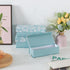 Blue Botanical Decorative Storage Boxes with Lids, Set of 3 White Floral Memory Keepsake Boxes for Organizing