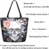 Naanle Day of The Dead Canvas Tote Bag - Large Floral Skull Reusable Cotton Handbag for Shopping, Outdoors