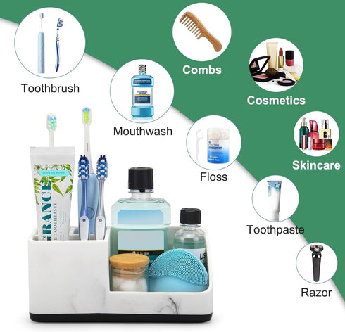 Counter PARKMANI Marble Bathroom Organizer, Kids Electric Toothbrush and Toothpaste Holders for Bathroom Organizers
