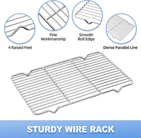 Zacfton Baking Sheet with Wire Rack Set, Stainless Steel Cookie Sheet Baking Pan, 12.4 x 10 x 1 Inch