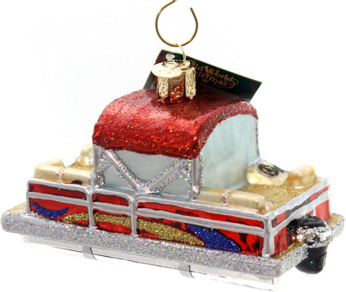 Old World Christmas Glass Blown Ornaments for Christmas Tree, Fisherman Collection Pontoon