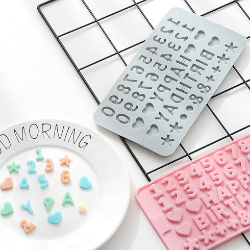 Verdental Silicone Letter and Number Candy Molds Set of 2 Non-stick Chocolate Molds for Happy Birthday Cake Decorations