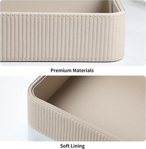 PU Leather Valet Tray Organizer, Modern Nightstand Organizer Bedside Desktop Storage for Womens and Men, Decorative