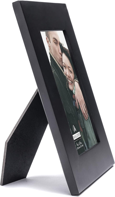 Malden 4x6 Picture Frame, Real Wood Molding, Extra Wide, Black, Real Glass