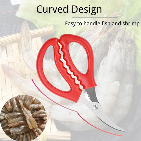 32PCS Red Seafood Scissors Bulk - Multifunctional Crab Leg Crackers for Kitchen Seafood Peeling