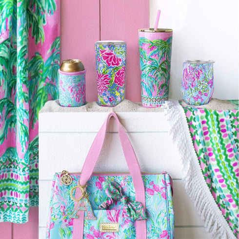 Lilly Pulitzer Cute Lunch Bag for Women, Insulated Tote Bag, Large Capacity Blue Mini Cooler with Storage Pocket