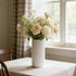 8 inch Countertop, White Ceramic Flower Vase for Pampas Grass, Small Decorative Centerpiece Ribbed Vase for Dining