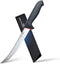 DELFINA Curved Breaking Knife 8 inch with Sheath & SoftGrip Handle, Butcher Knife for Meat Cutting, High Carbon