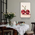 xbsifyiooa 24x36in Trendy Disco Ball Print Poster, Funky Disco Cherries Art Canvas, Pink Cherries Picture, Fruit Wall