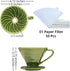 Ceramic Coffee Dripper with 50 Filters, Portable 01 Hand Drew Pour Over Coffee Maker for 1-2 People