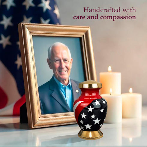Trupoint Memorials Small Urns for Human Ashes, Military Decorative Mini Cremation Urn for Veteran Adult Men and Women