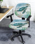 Sea Turtle Computer Office Chair Cover, Vintage Blue Ocean Turtle Wood Grain Split Stretchable Chair Seat Covers, Retro Polyester Removable Washable Universal Desk Rotating Chair Slipcover Protector