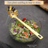 ReaNea Gold Spaghetti Spoon, Pasta Server, Stainless Steel Pasta Spoon with Teeth, One-Piece Metal Pasta Fork, Noddle