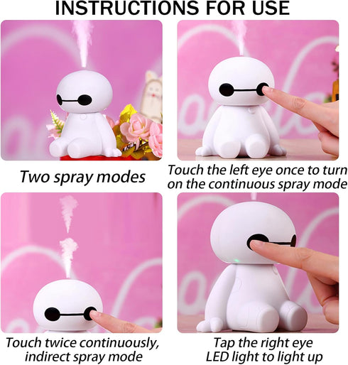 INVODA Portable Small Cool Mist Humidifiers Mini USB for Travel, Car, Office Room, Bedroom (White)