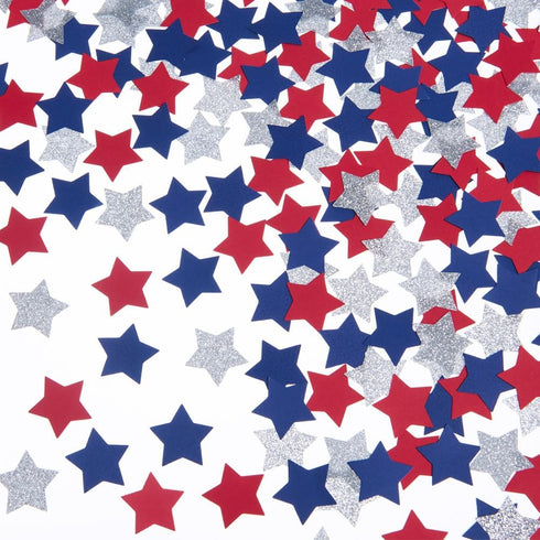 MOWO Silver Blue and Red Star Confetti Table Decoration for 4th July Independence