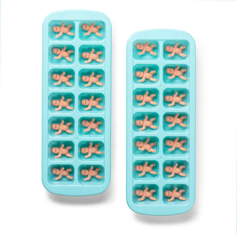 JUXINDA My Water Broke Baby Shower Game - 36 Tiny Plastic Babies and 2 Ice Cube Trays for Games