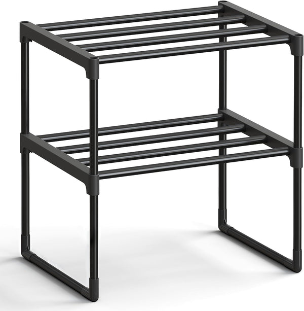 SONGMICS Shoe Rack, 2-Tier Shoe Organizer, Metal Storage Shelf, Upright or Upside