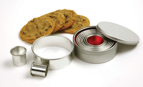 Norpro Round Biscuit/Cookie Cutters, 11 Pieces, 4 Inch Diameter, Silver