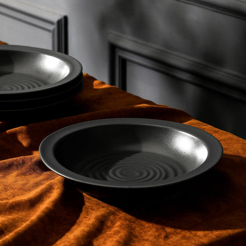 4-Piece Set Stone Lain Orbit Pasta Bowl Stoneware, Charcoal