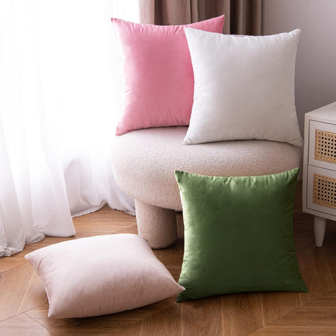 Pack 2 20x20 Inch EMEMA of Velvet Throw Pillow Covers Decorative Square Pillowcase Soft Solid Cushion Case for Sofa