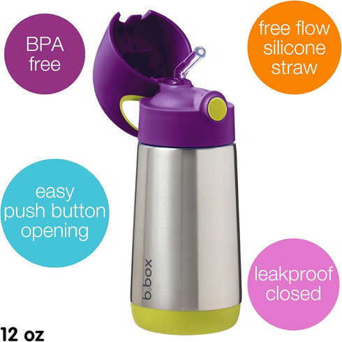 12 oz 8 6 12 oz) b.box Insulated Water Bottle: Keeps Drinks Cold up to Hours, Warm up to Hours. Double Wall Stainless