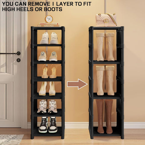 8-Tier Closet, Tall Corner Shoe Rack for Entryway Corner Narrow Shoe Shelf Space Saving Corner Shoe Storage Organizer