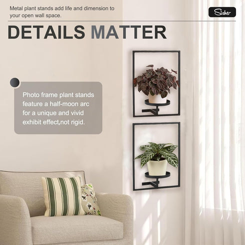 2-pack) Sisher Plant Stand Indoor Outdoor,Window Plant Shelf Picture Frame Wall Plant Stand Metal Wall Plant Shelf Ease