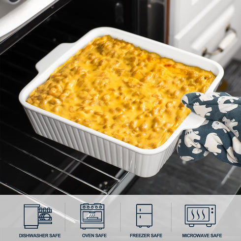 Casserole Dishes for Oven, 10'' Square Baking Dish, 2 Pack Ceramic Bakeware Sets with Handles