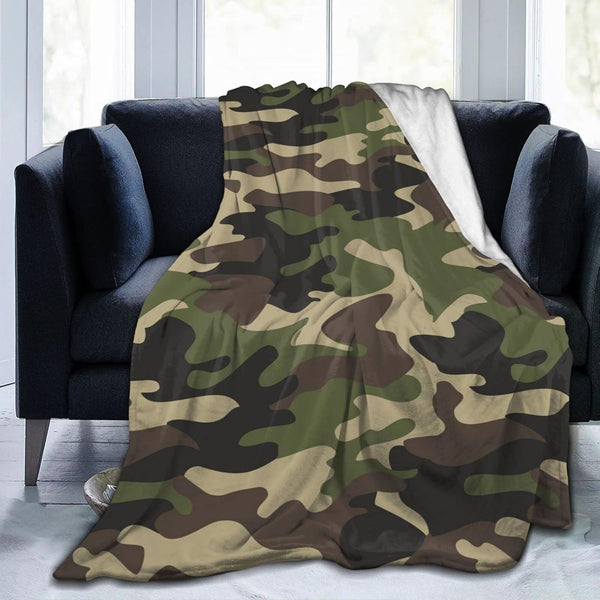 Perinsto Military Camouflage Throw Blanket Ultra Soft Warm All Season Green Camo Decorative
